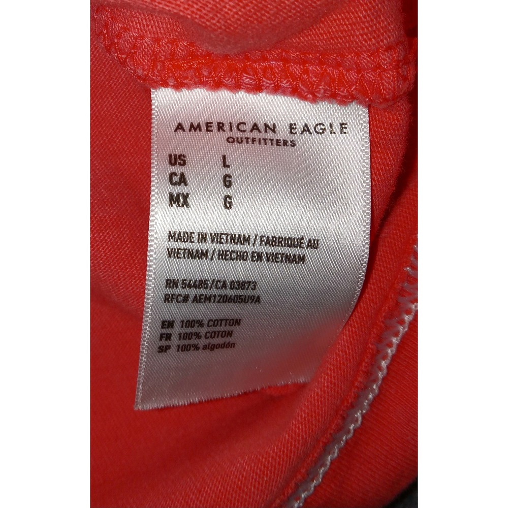American Eagle T-Shirt Mens Large White Red Ombre Dip Dye Logo Tee - Picture 4 of 8